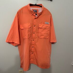 Men's Orange Button-Down Fishing Shirt XXL
